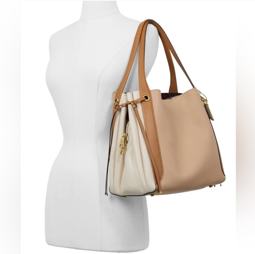 Coach 1941 Harmony Bag Tan Creamy White colorblock purple suede interior - Picture 15 of 16